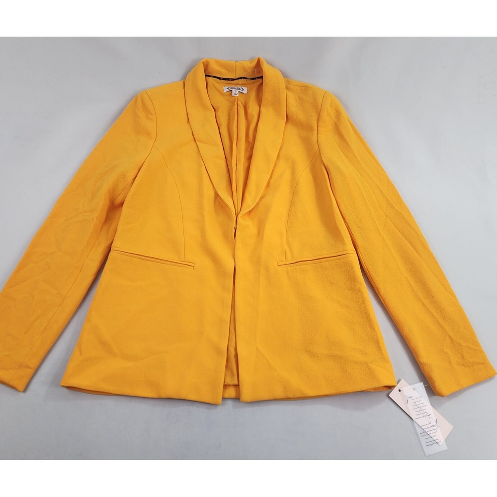 Nanette Lepore jacket blazer womens sz 12 yellow apricot NJ3F17FF4 stretch $118